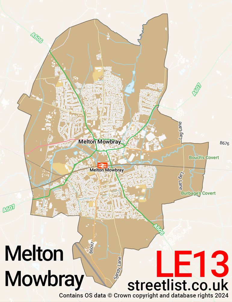 Map of the LE13 postcode