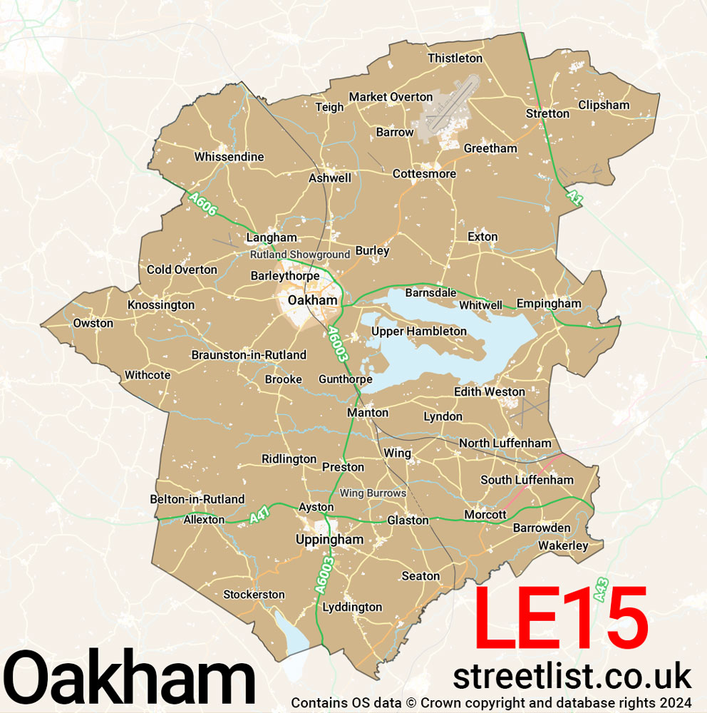 Map of the LE15 postcode