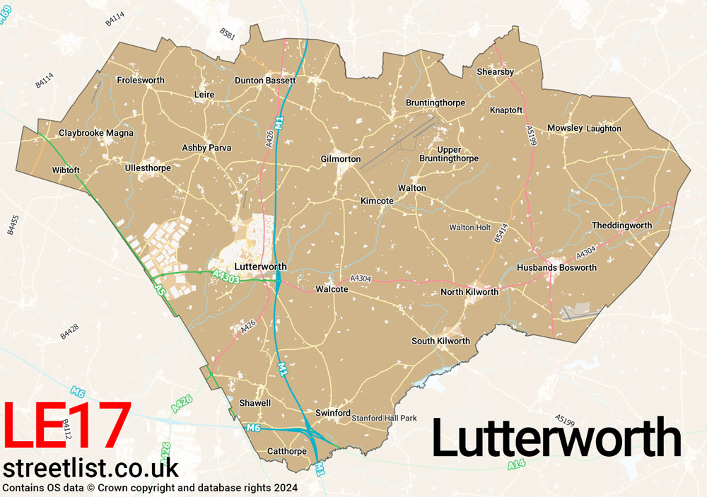 Map of the LE17 postcode