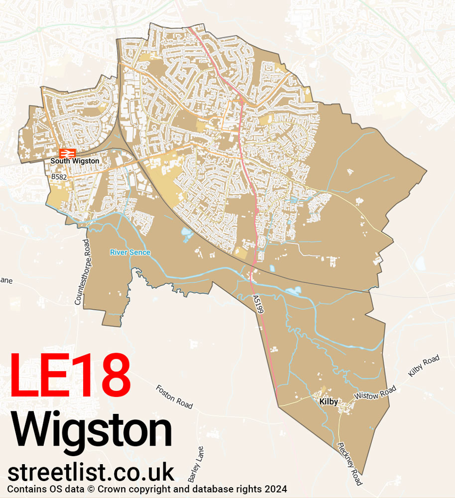 Map of the LE18 postcode