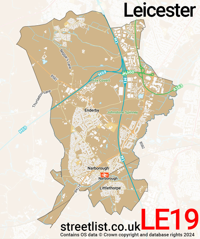 Map of the LE19 postcode