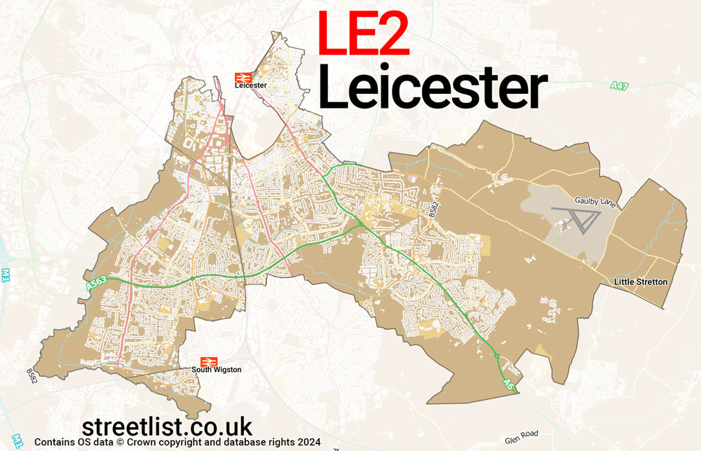 Map of the LE2 postcode