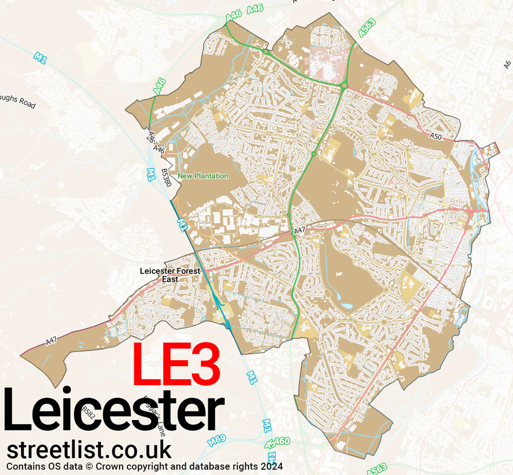 Map of the LE3 postcode