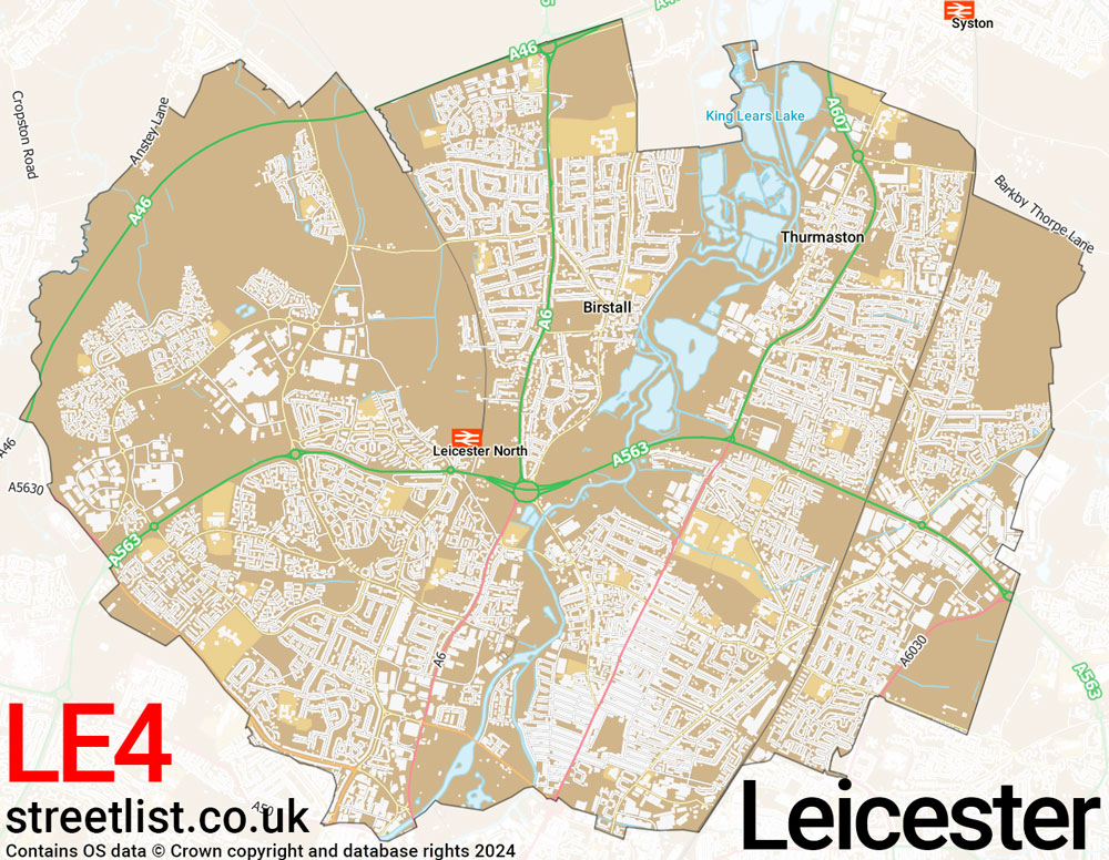 Map of the LE4 postcode