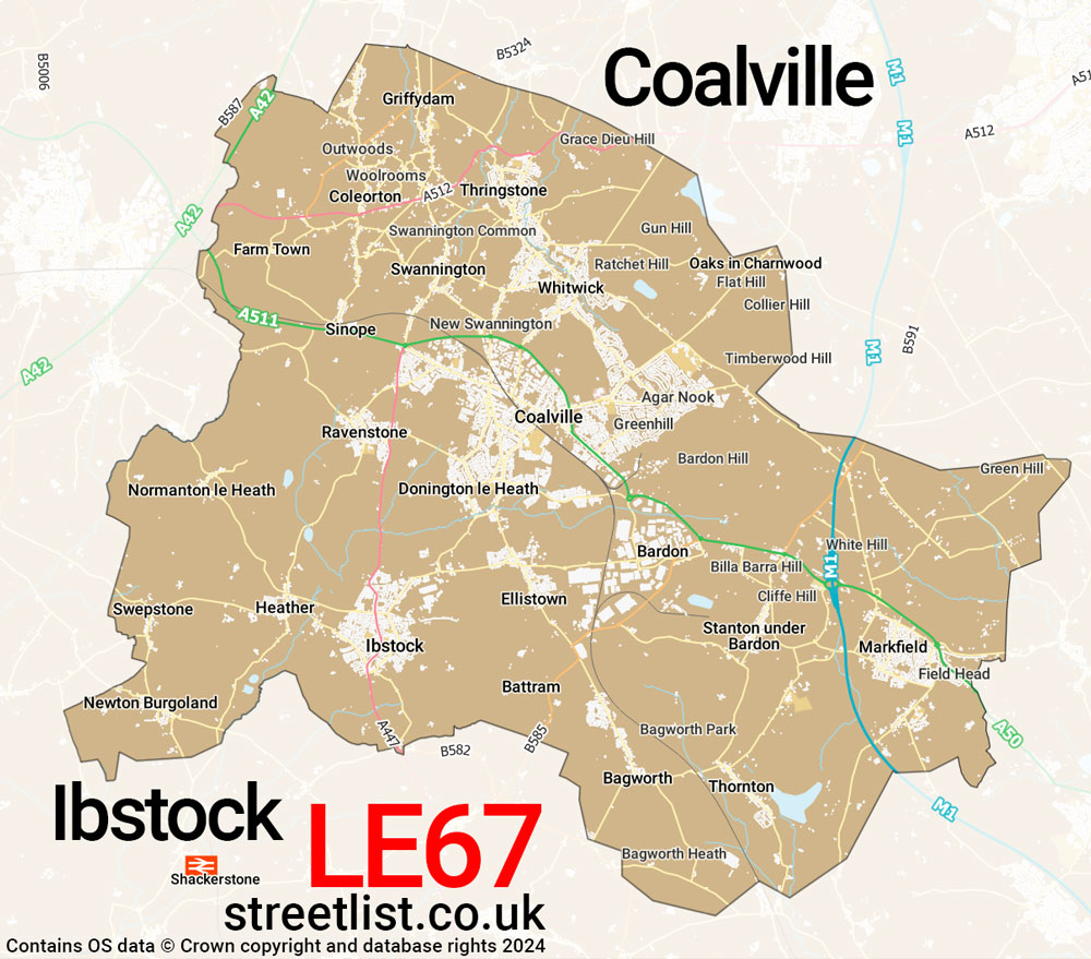 Map of the LE67 postcode