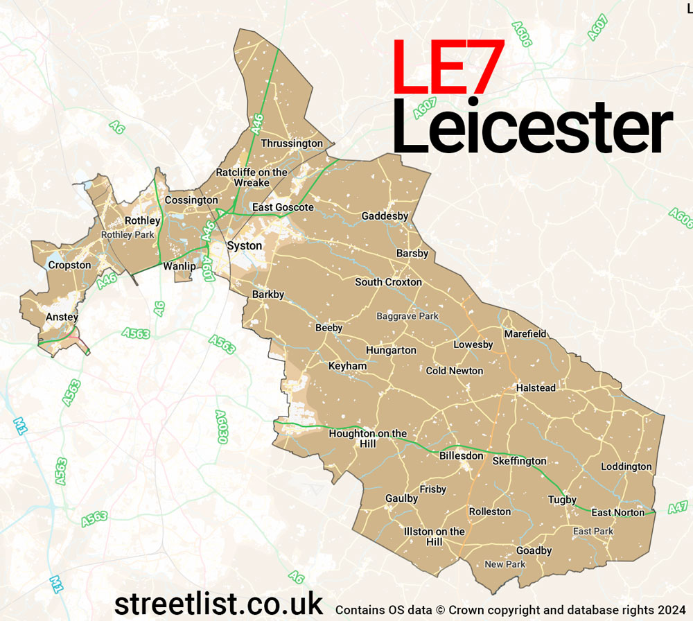 Map of the LE7 postcode