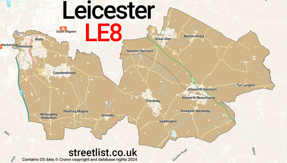 Map of the LE8 postcode