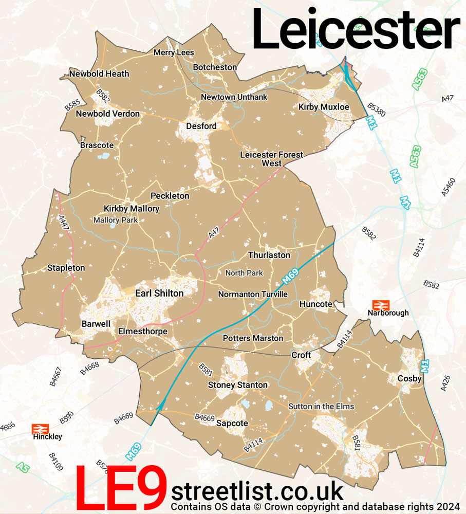 Map of the LE9 postcode