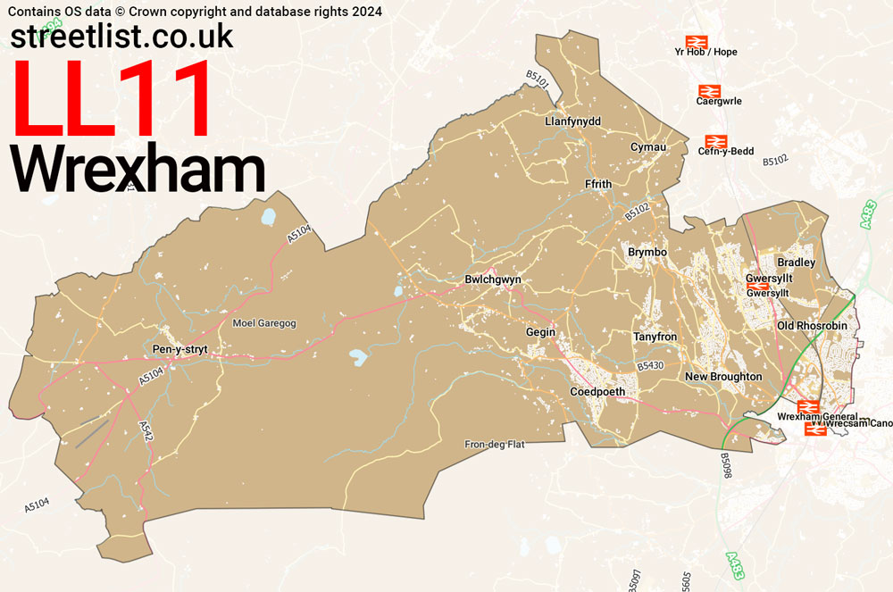 Map of the LL11 postcode