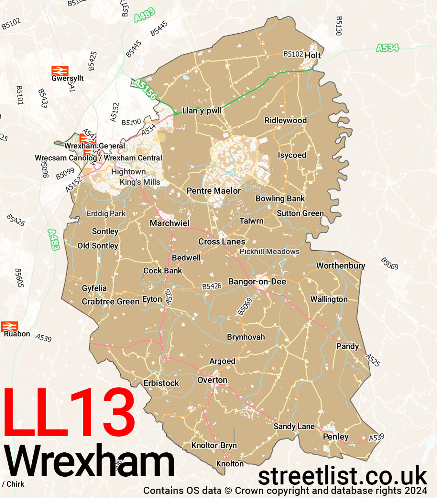 Map of the LL13 postcode