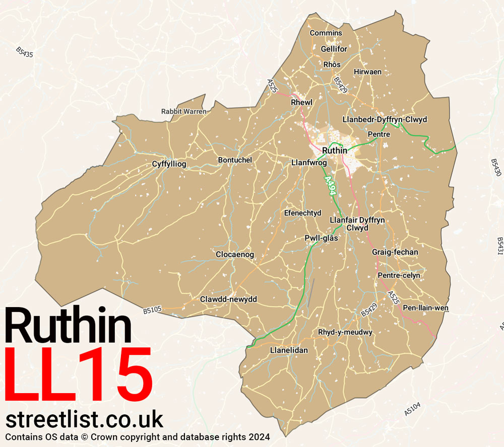 Map of the LL15 postcode