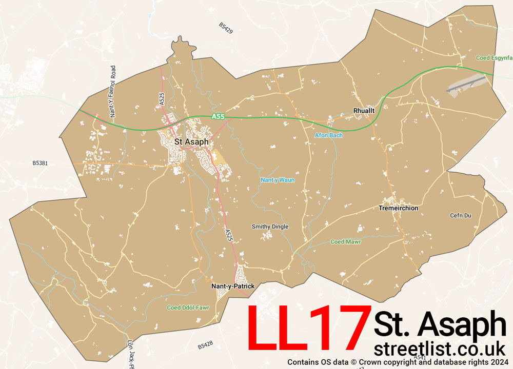 Map of the LL17 postcode