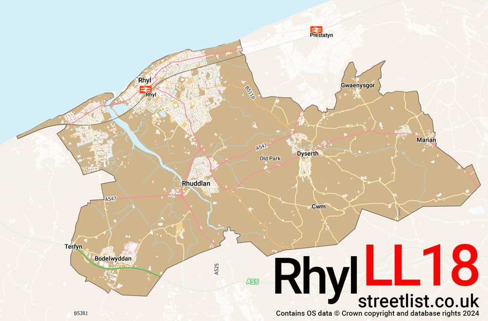 Map of the LL18 postcode