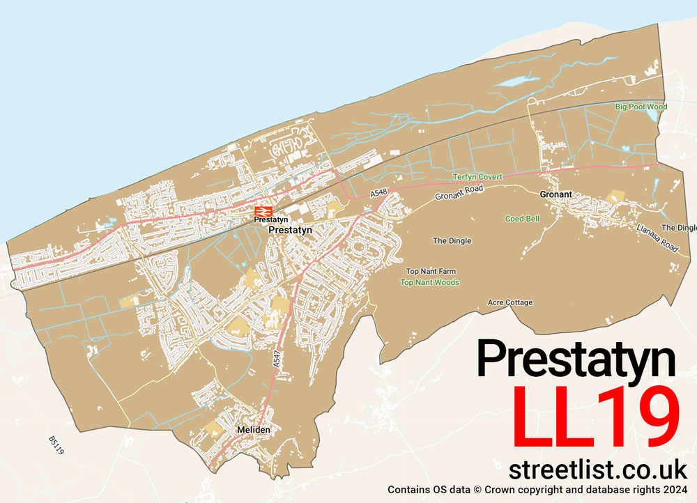 Map of the LL19 postcode