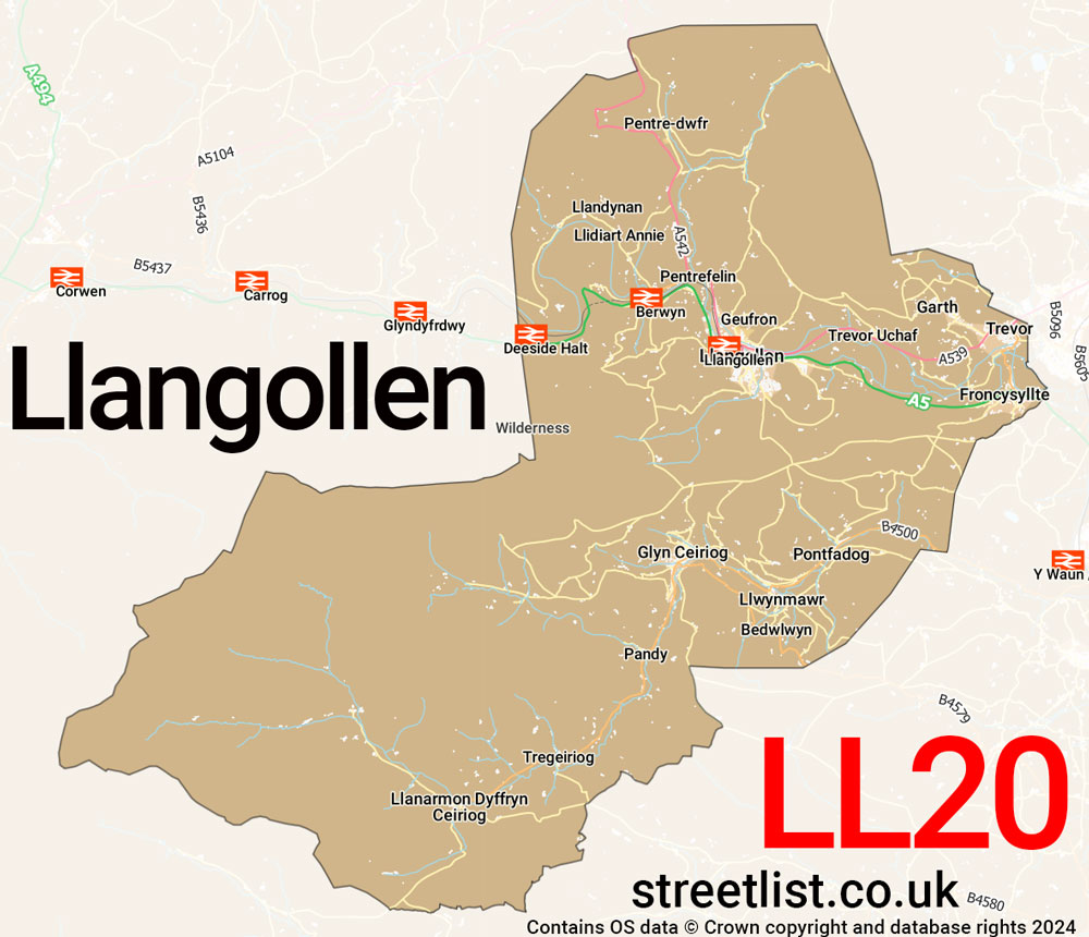 Map of the LL20 postcode