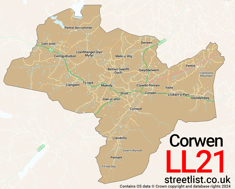 Map of the LL21 postcode