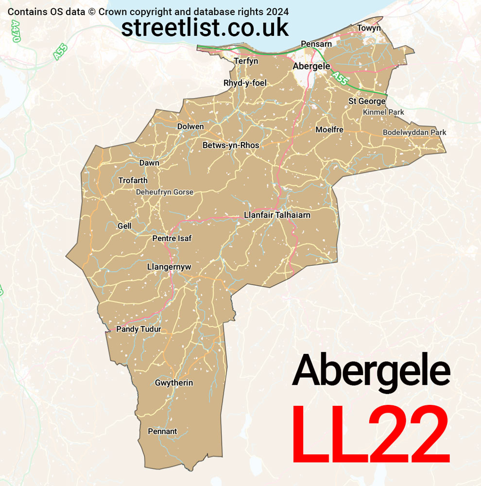 Map of the LL22 postcode