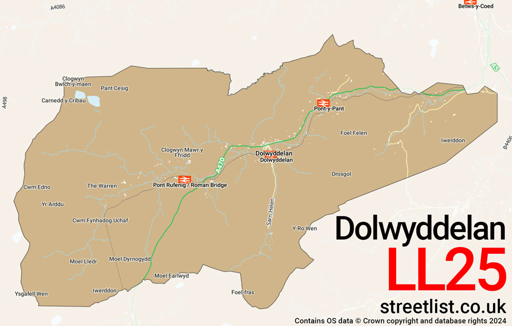 Map of the LL25 postcode