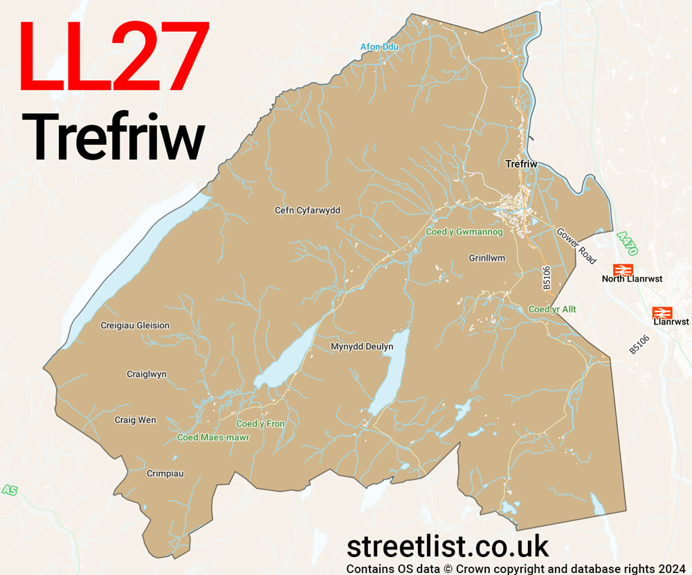 Map of the LL27 postcode