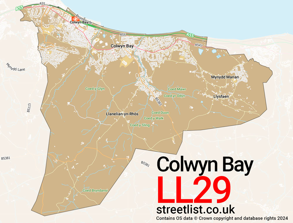 Map of the LL29 postcode