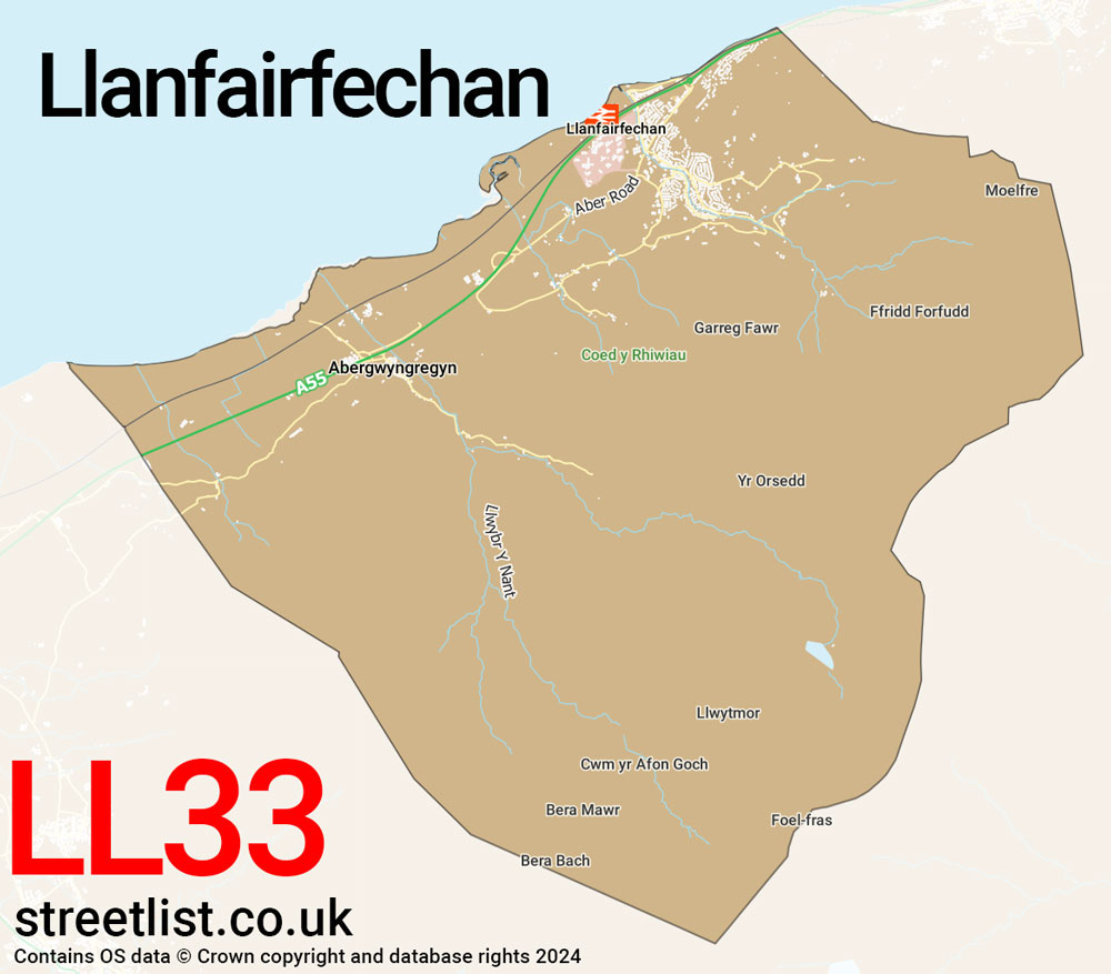 Map of the LL33 postcode