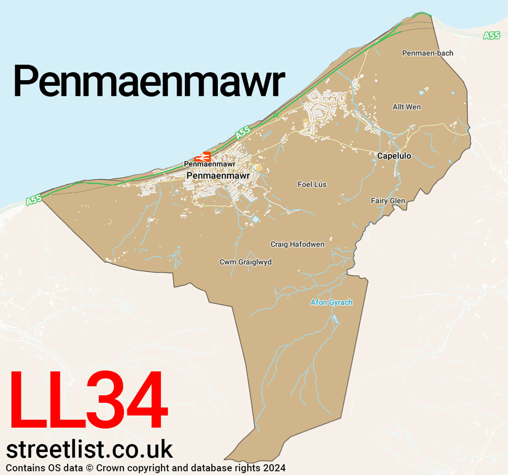 Map of the LL34 postcode