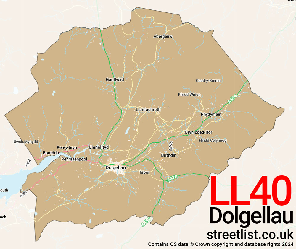 Map of the LL40 postcode