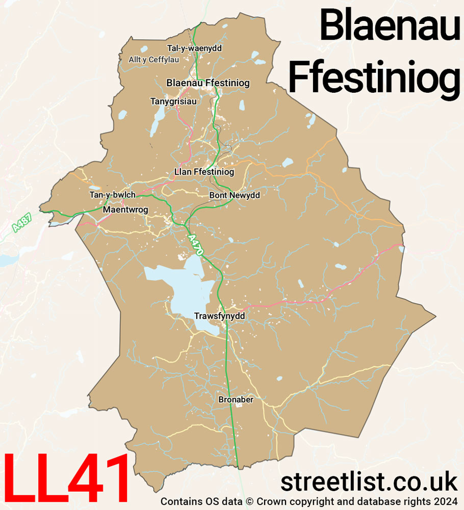 Map of the LL41 postcode