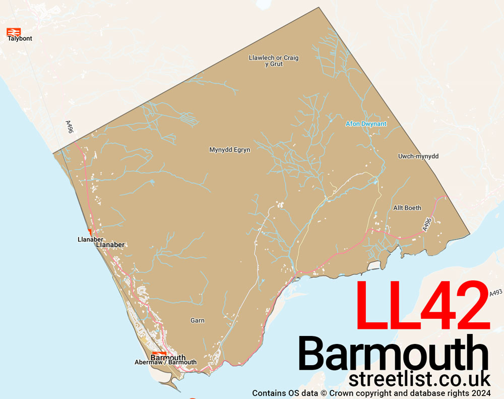 Map of the LL42 postcode