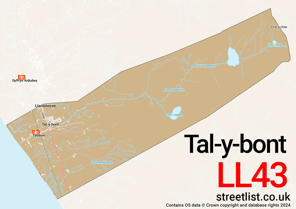 Map of the LL43 postcode