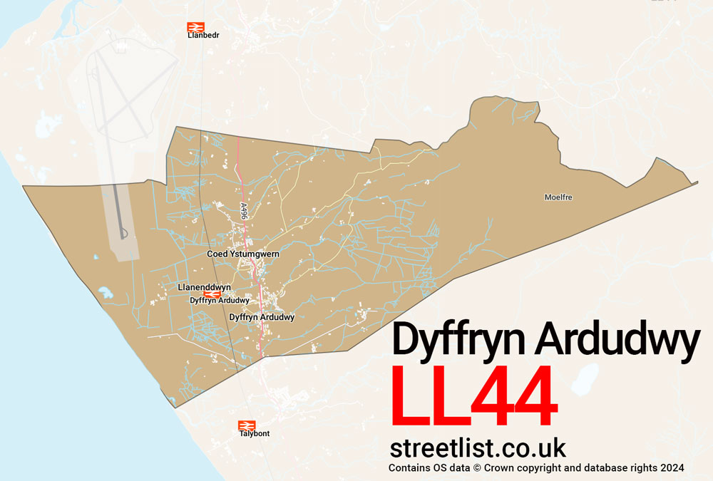 Map of the LL44 postcode