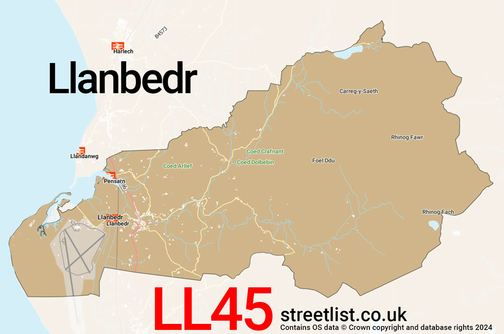 Map of the LL45 postcode