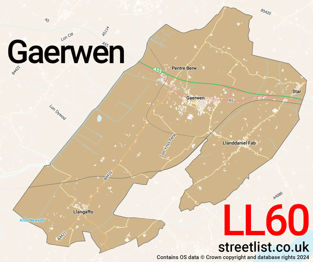 Map of the LL60 postcode