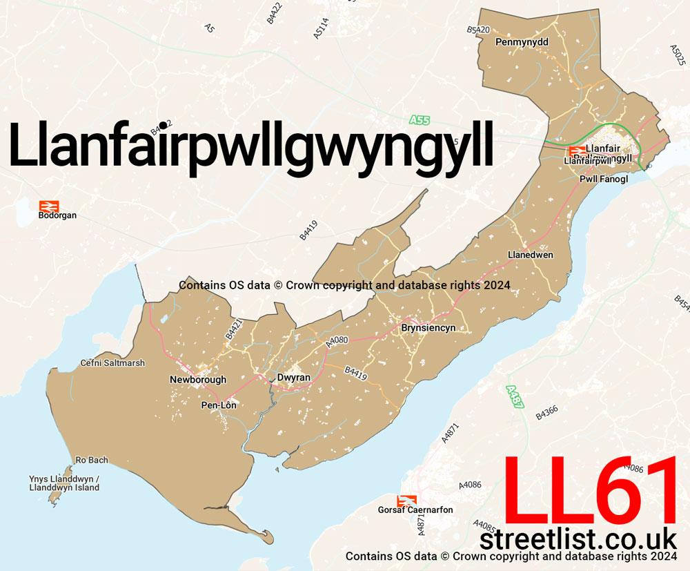 Map of the LL61 postcode