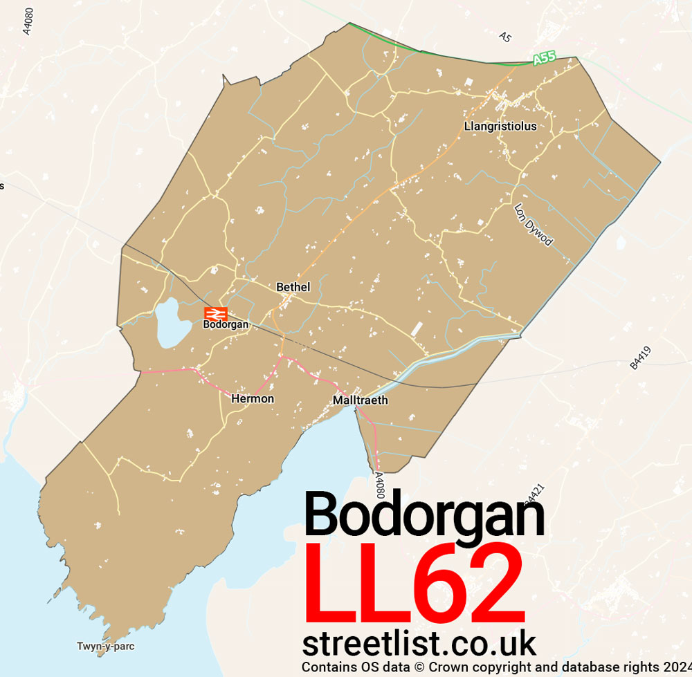 Map of the LL62 postcode