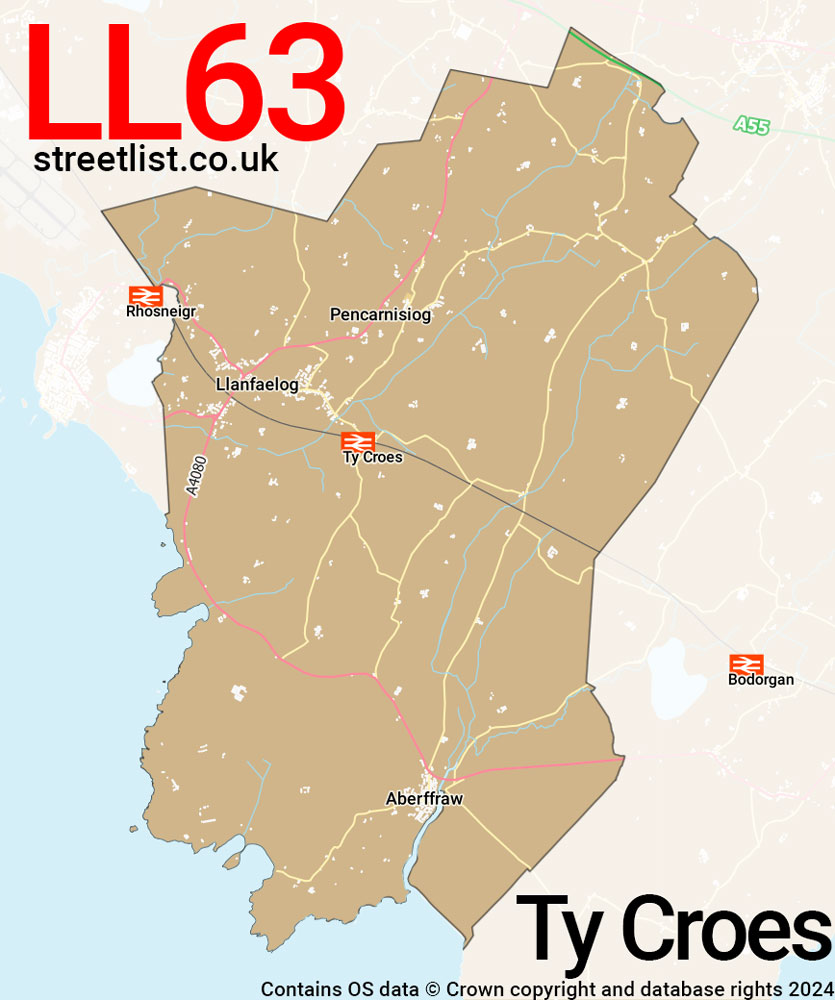 Map of the LL63 postcode