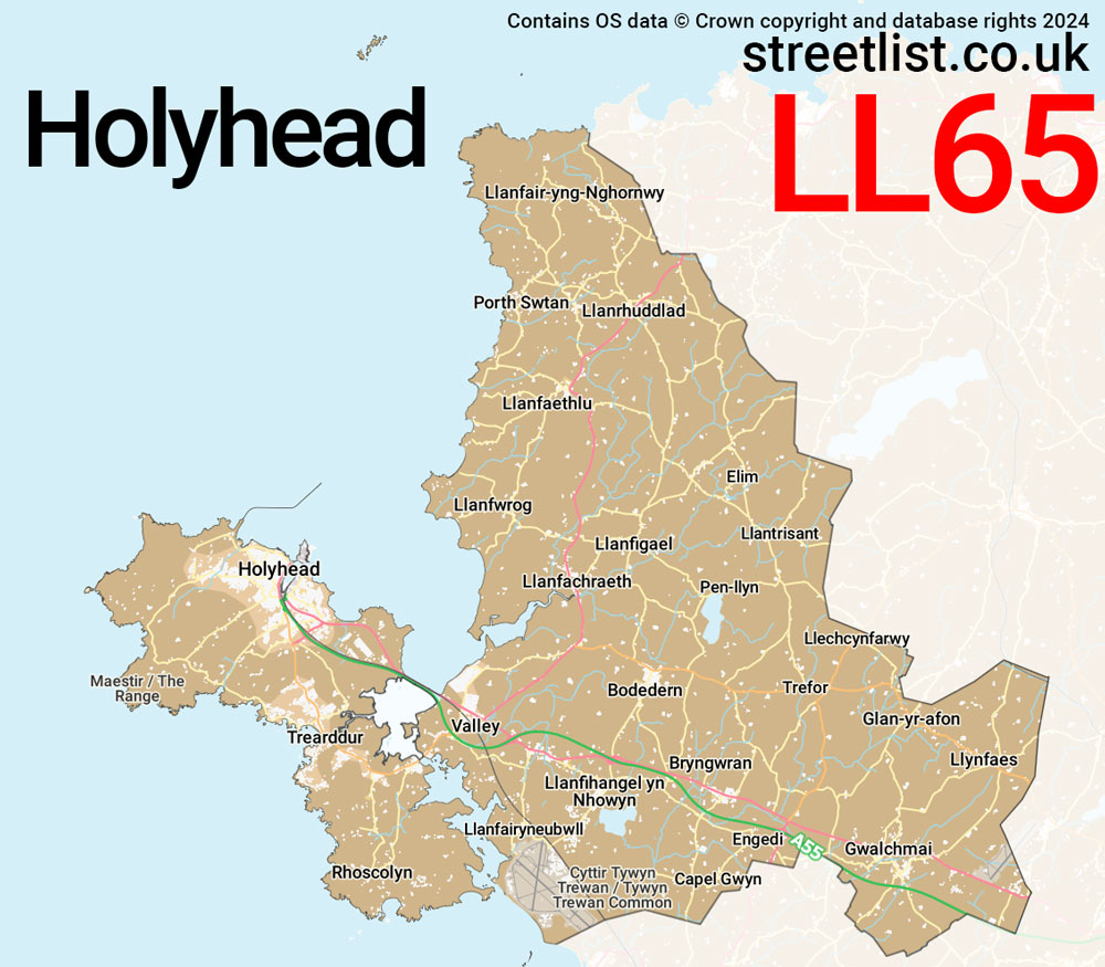 Map of the LL65 postcode