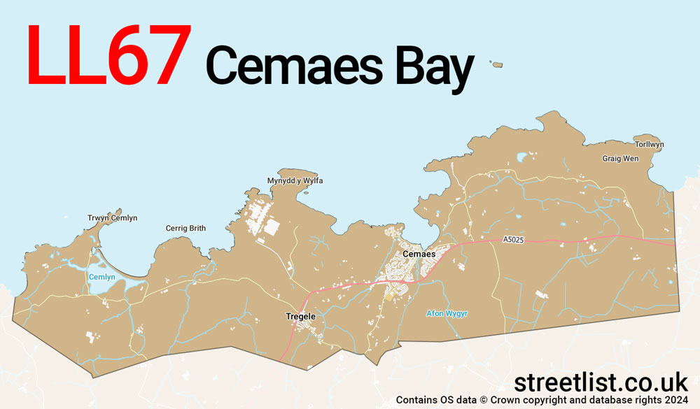 Map of the LL67 postcode