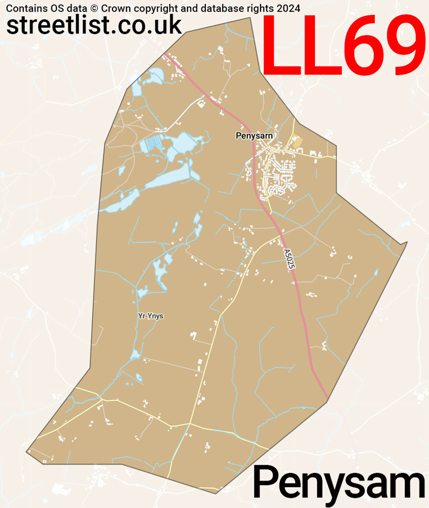 Map of the LL69 postcode