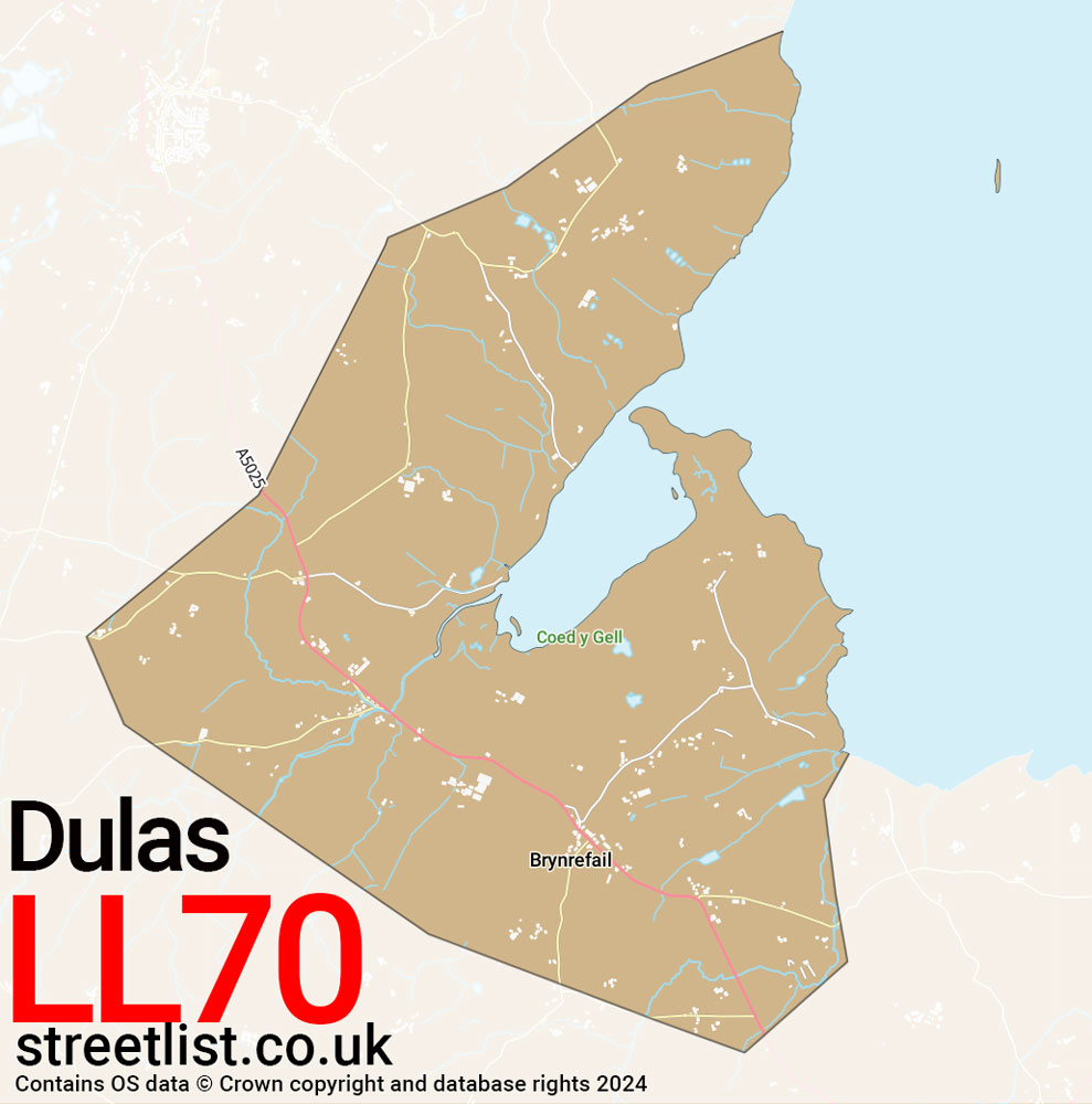 Map of the LL70 postcode