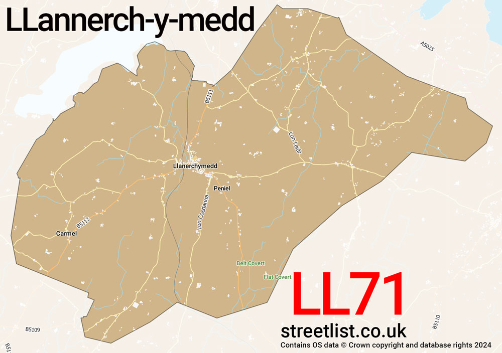 Map of the LL71 postcode