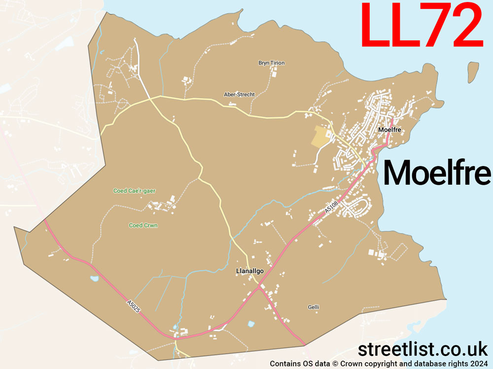 Map of the LL72 postcode