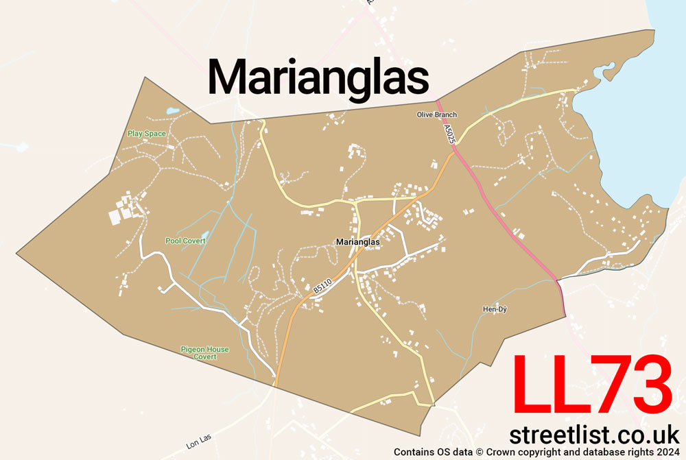 Map of the LL73 postcode