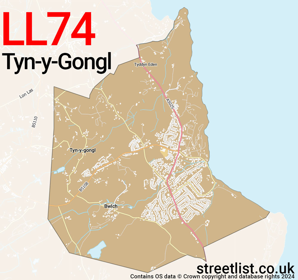 Map of the LL74 postcode