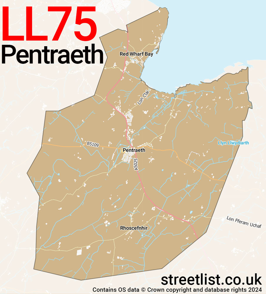 Map of the LL75 postcode