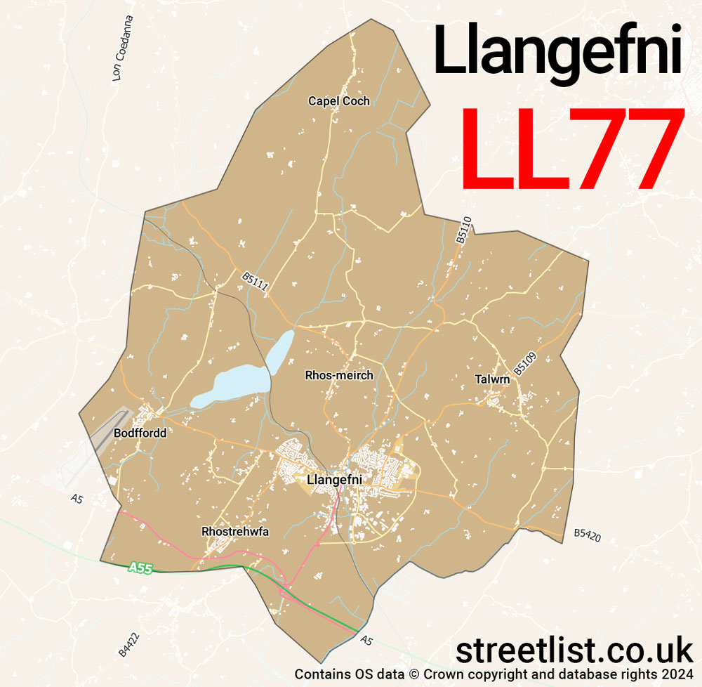 Map of the LL77 postcode