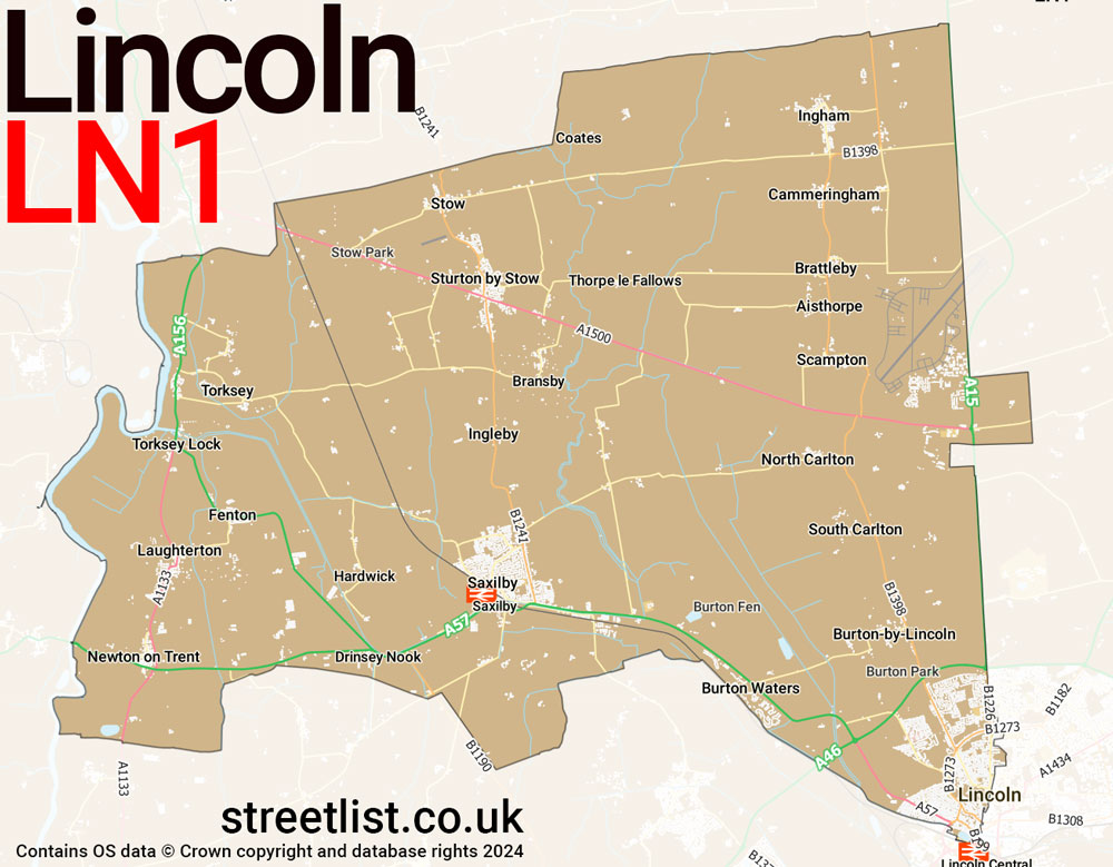 Map of the LN1 postcode