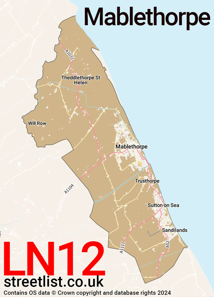 Map of the LN12 postcode