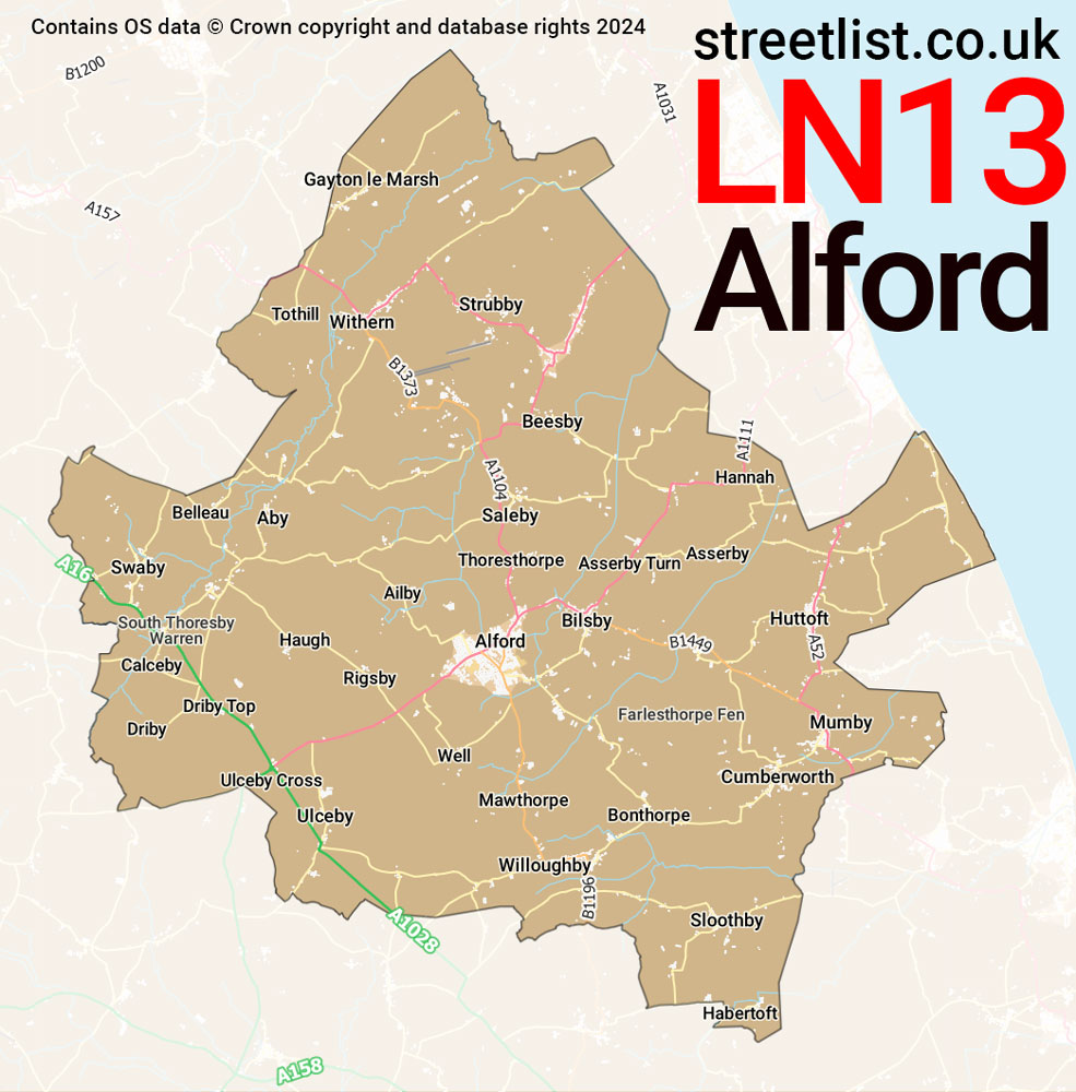 Map of the LN13 postcode