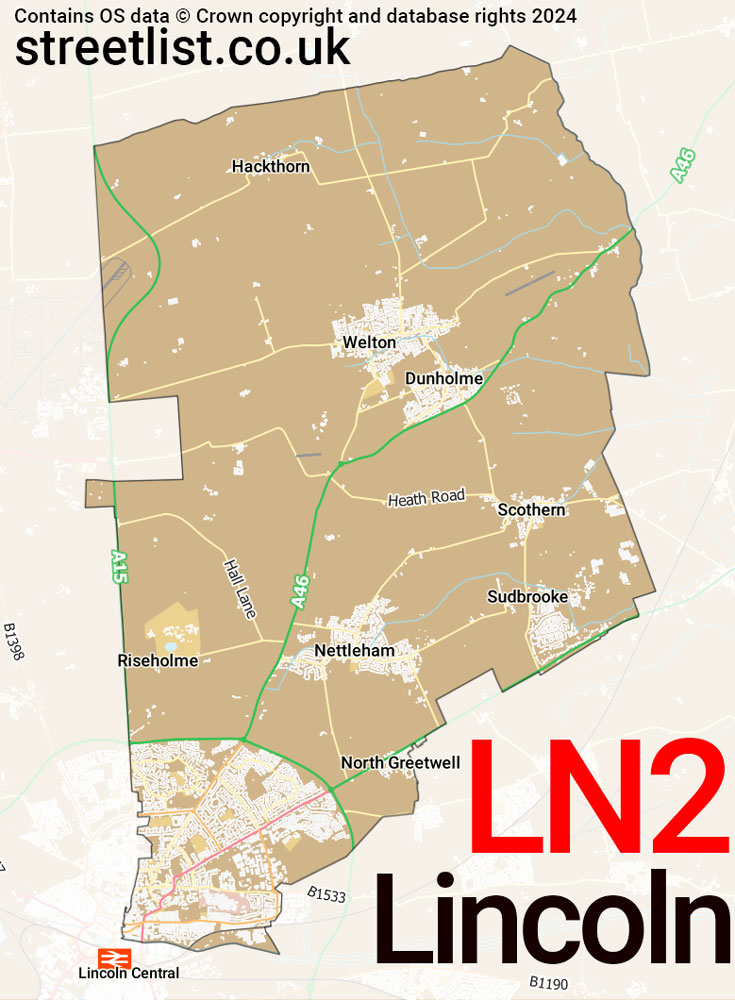 Map of the LN2 postcode